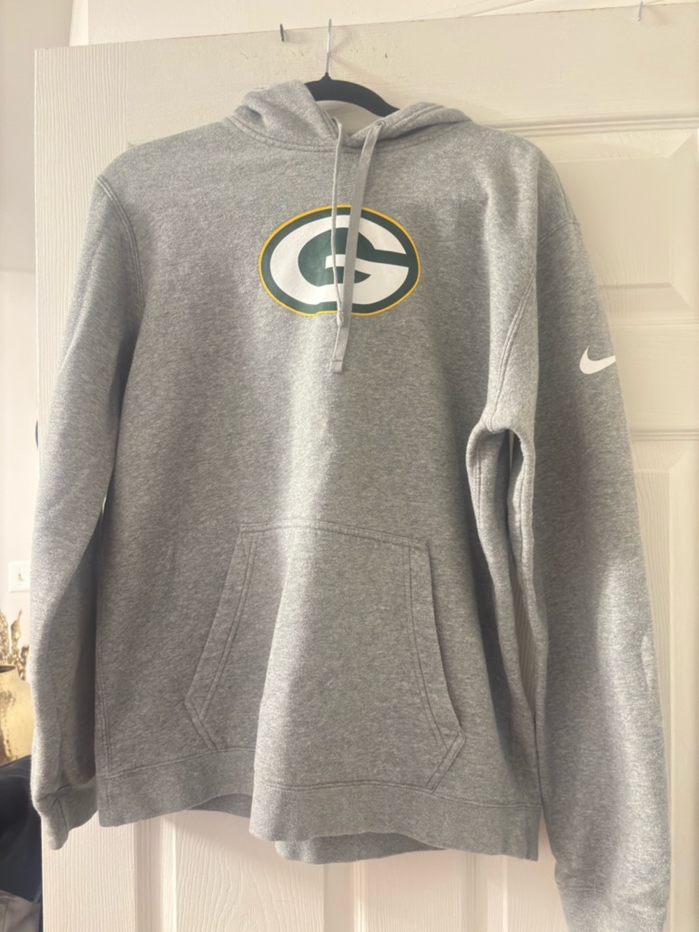 Nike Gray Green Bay Packers Crewneck Hoodie with Logo
